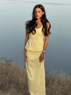 Evelina Scoop-Neck Tank and Fishtail Maxi Skirt Two-Piece Set