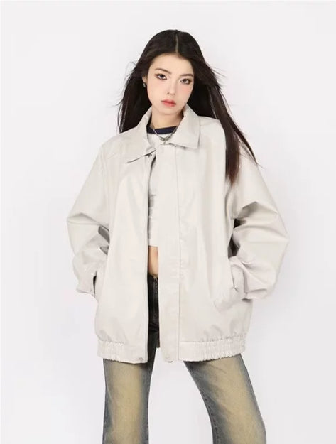 Roma Oversized Faux-Leather Bomber — Oli Amore