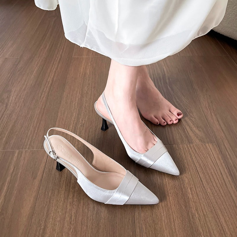 Modesta Pointed-Toe Slingback Heels