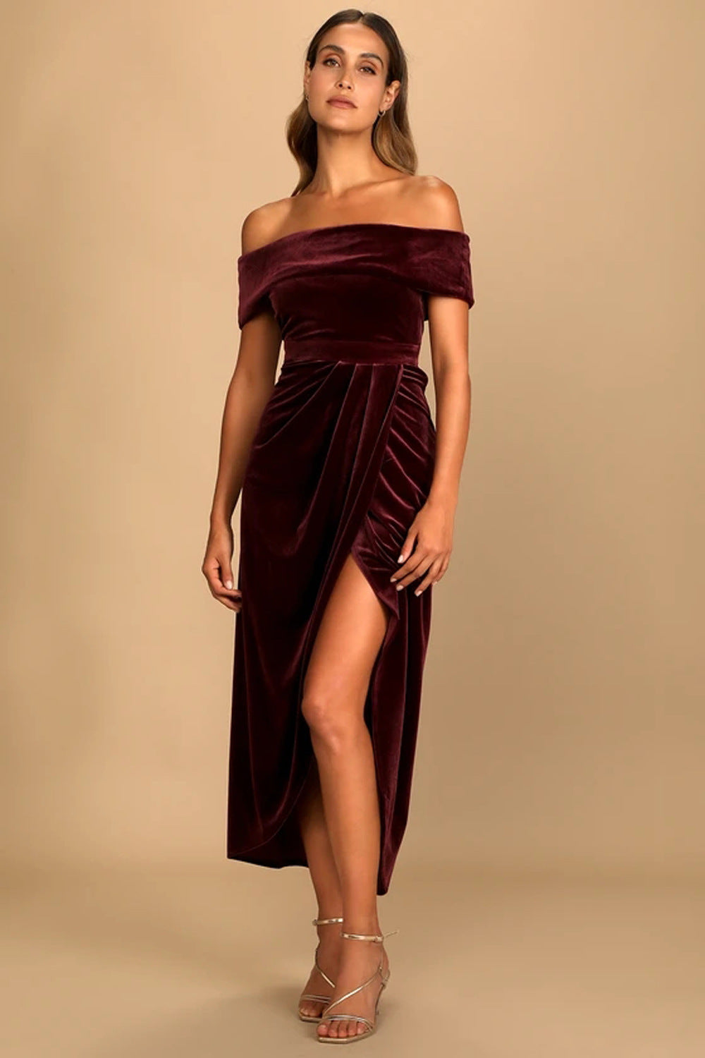 Severa velvet off-shoulder dress