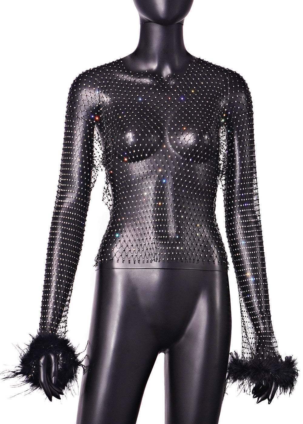 Floriana Rhinestone Mesh Top