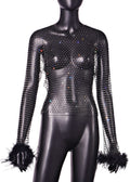 Floriana Rhinestone Mesh Top