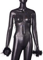 Floriana Rhinestone Mesh Top