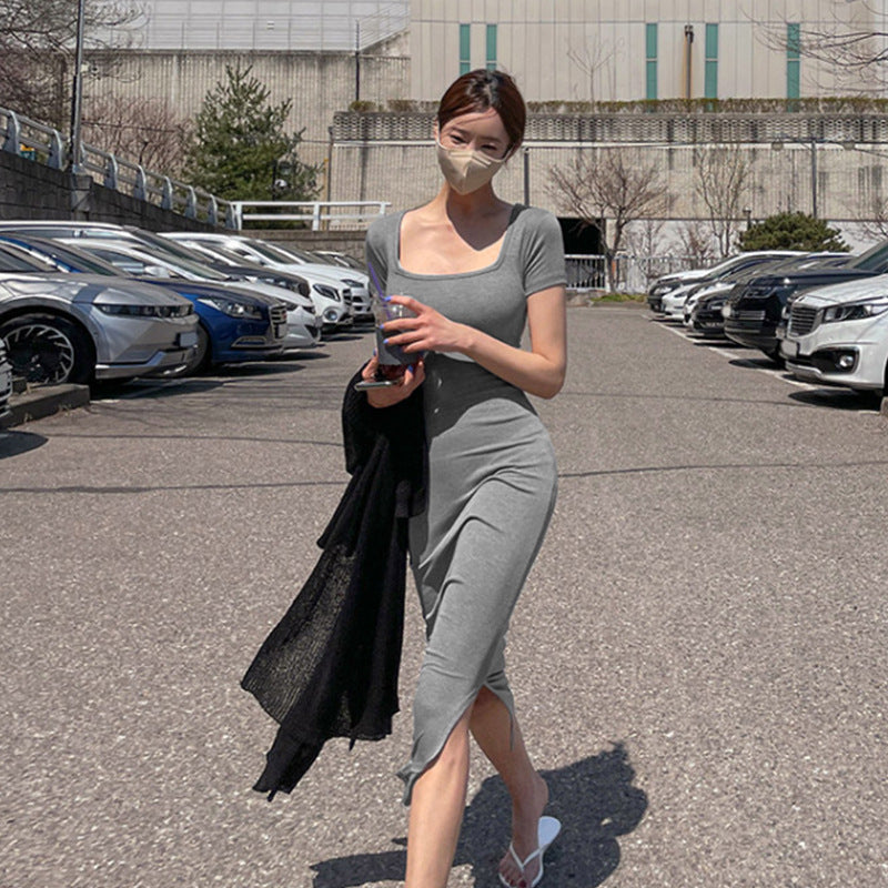 Carla Square-Neck Ribbed Midi Dress