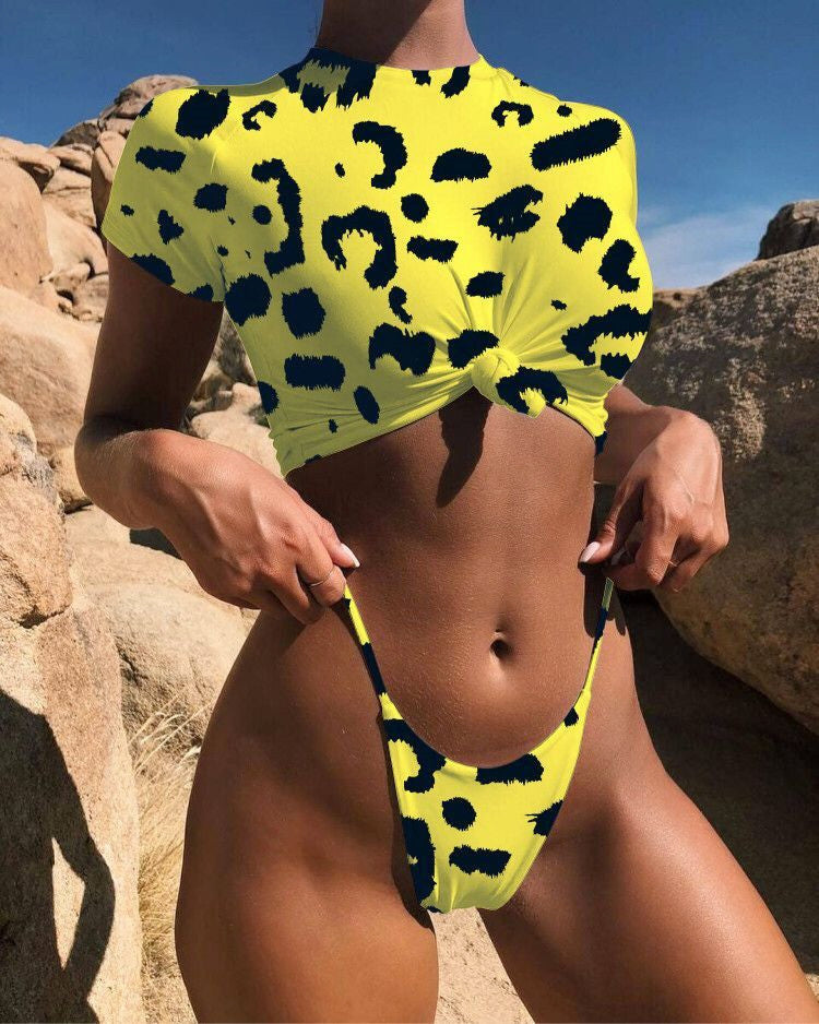 Lia Cap-Sleeve Crop Bikini Set