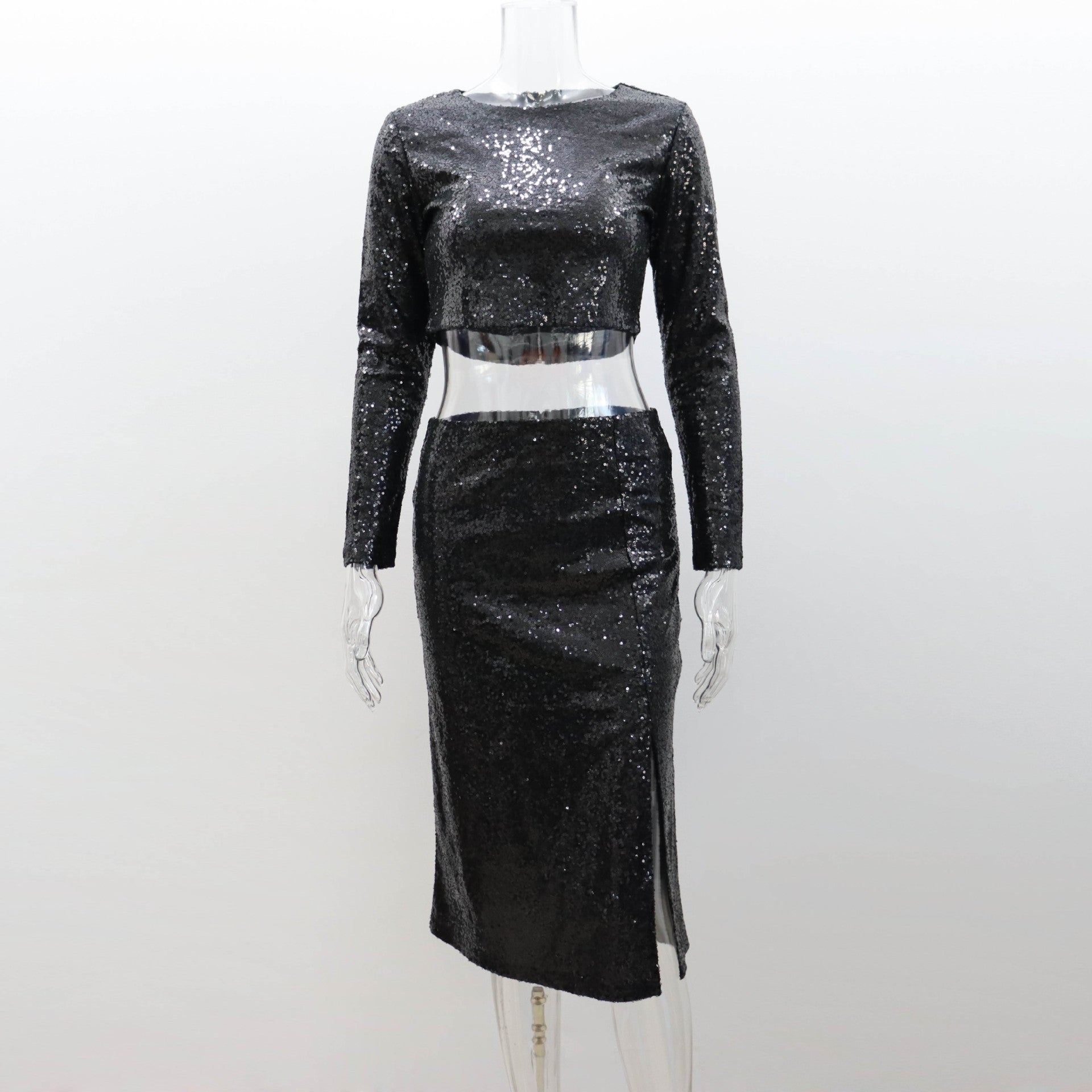 Gisella Sequin Crop Top & Split Skirt Two-Piece Set
