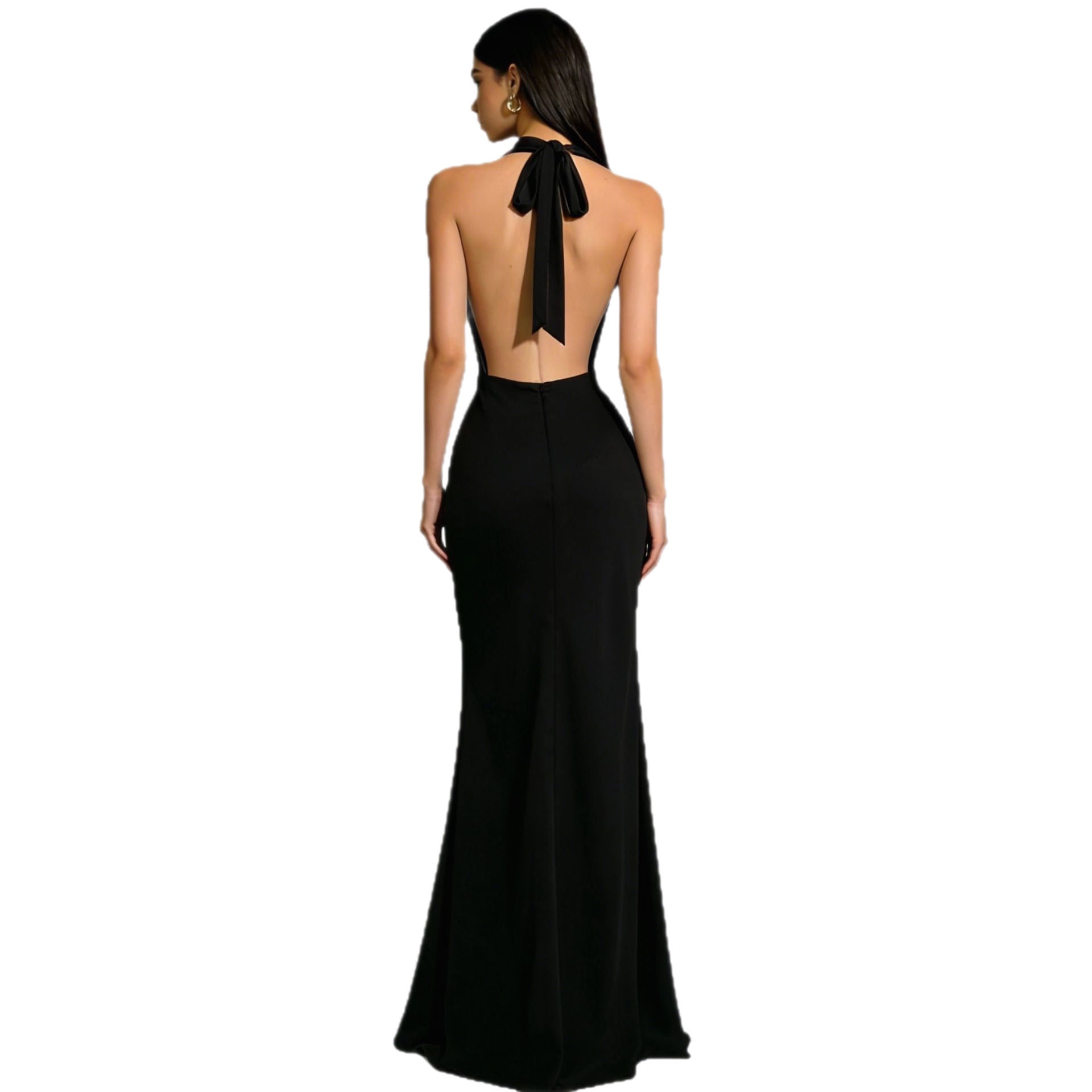 Liora Satin Cowl-Neck Backless Maxi Gown