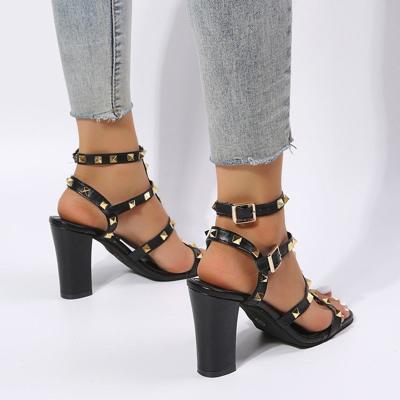 Aurelia Studded Gladiator Block-Heel Sandals