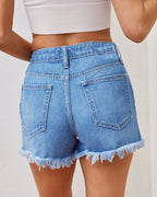 Remi High-Waist Ripped Denim Shorts — Oli Amore