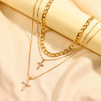 Celeste Layered Cross Necklace — Oli Amore