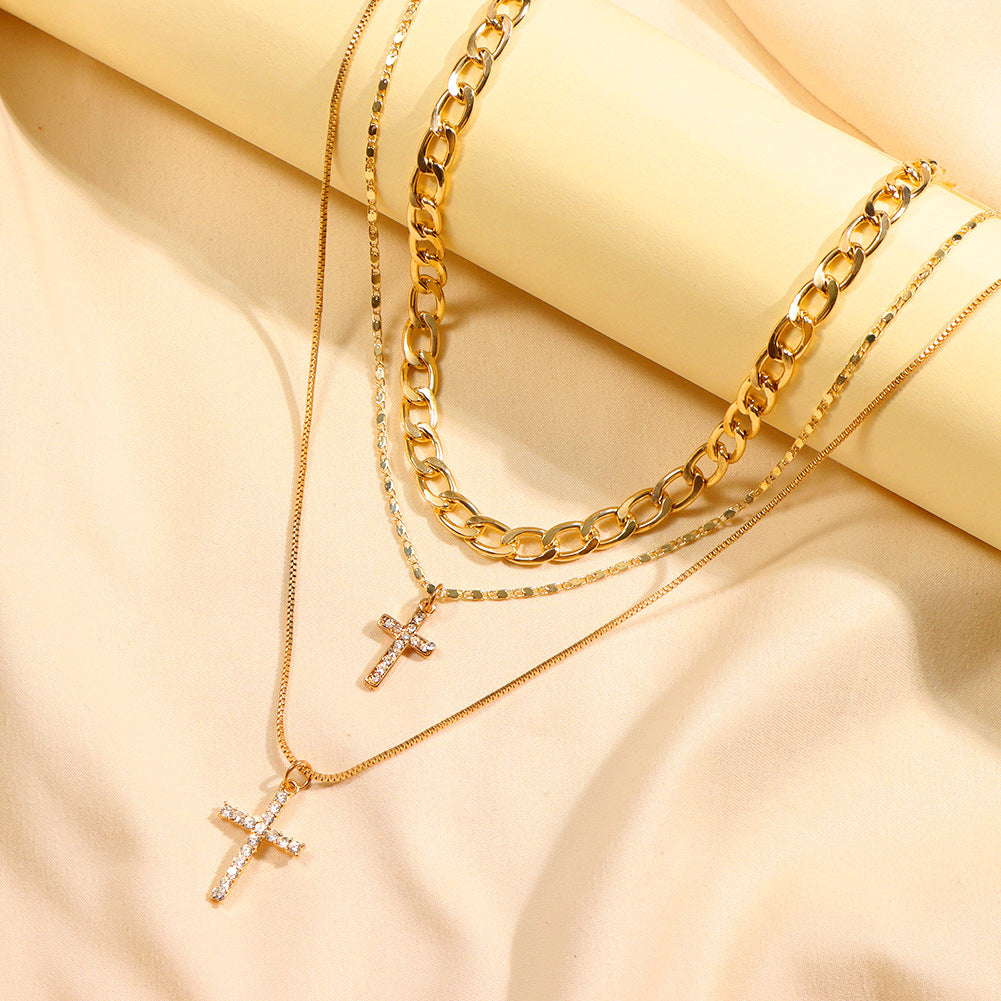 Celeste Layered Cross Necklace
