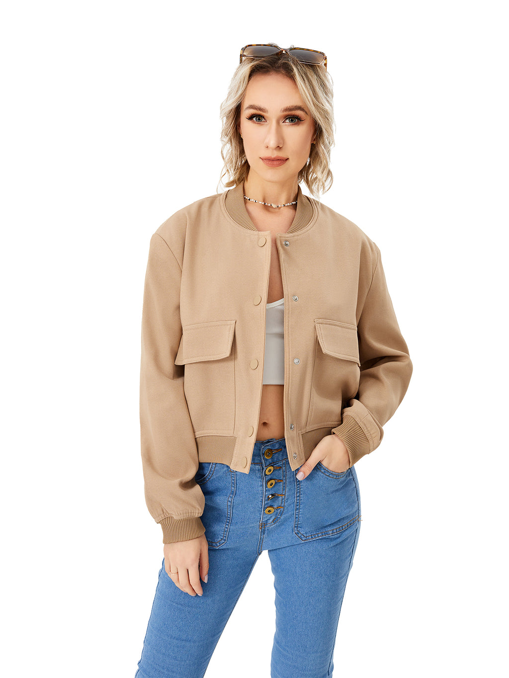 Edvige Cropped Varsity Bomber Jacket