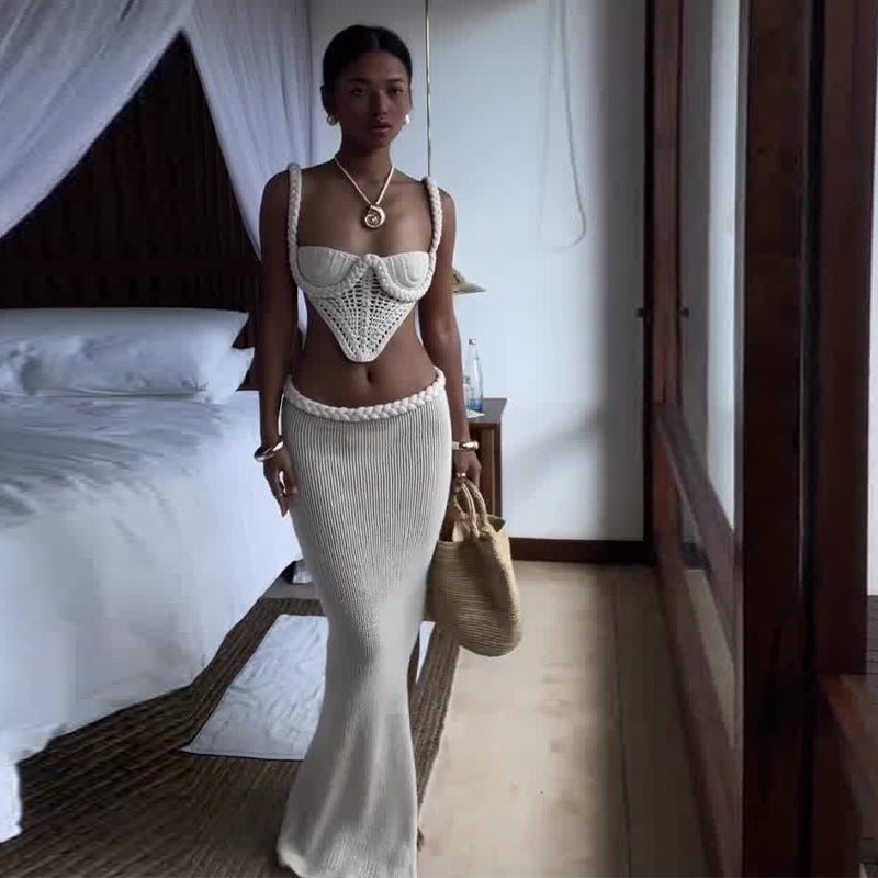 Capria Crochet Bustier Co-Ord Set