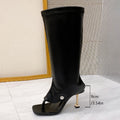 Venusta Square-Toe Toe-Loop Heeled Sandals