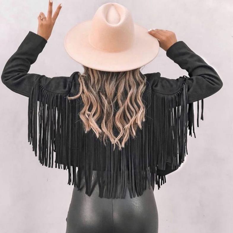 Maristella Fringe Faux Suede Moto Jacket