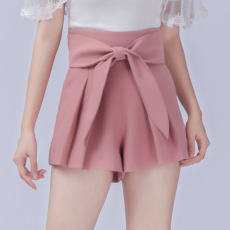 Nilde High-Waist Bow-Belt Tailored Shorts