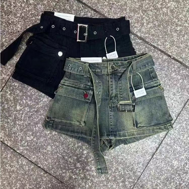 Tarsilla Belted Cargo Denim Shorts