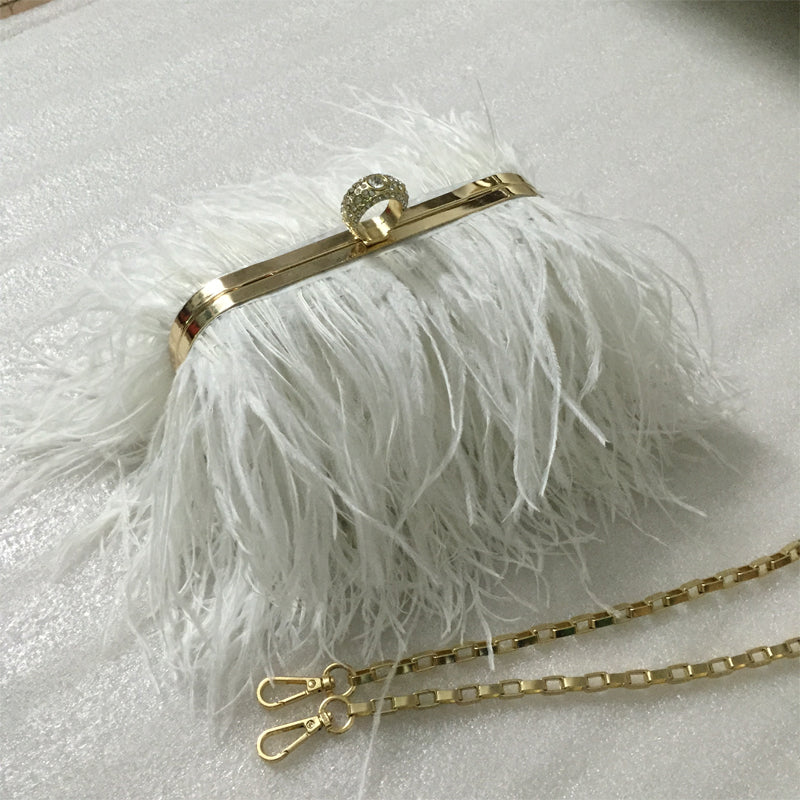 Sibilla Ostrich-Feather Frame Clutch