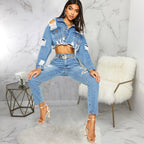 Nadia Cropped Denim Jacket — Oli Amore