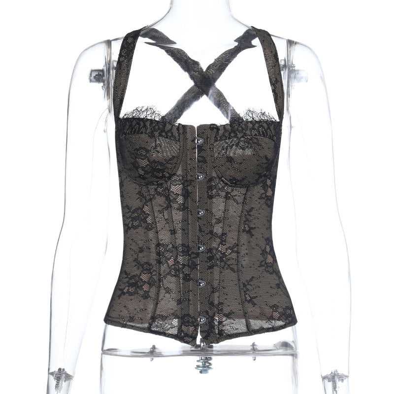 Patrizia Floral Lace Corset Bustier Top