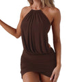 Gilda Gold Ring Halter Backless Mini Dress