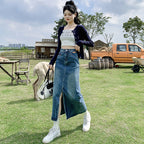 Donata Denim Midi Skirt — Oli Amore