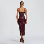 Ornella Patent Bustier Midi Dress