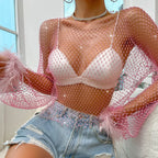 Floriana Rhinestone Mesh Top