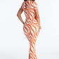 Fashionable Leopard-print Stretchy Printed Short-sleeve Slim-fit Dress