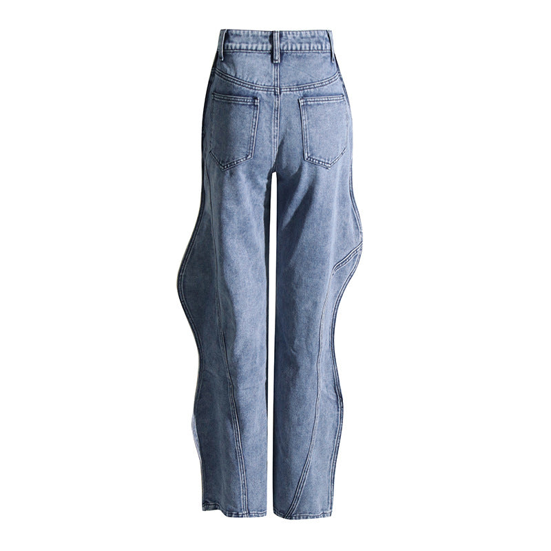 Santina High Waist Asymmetric Wide Leg Jeans