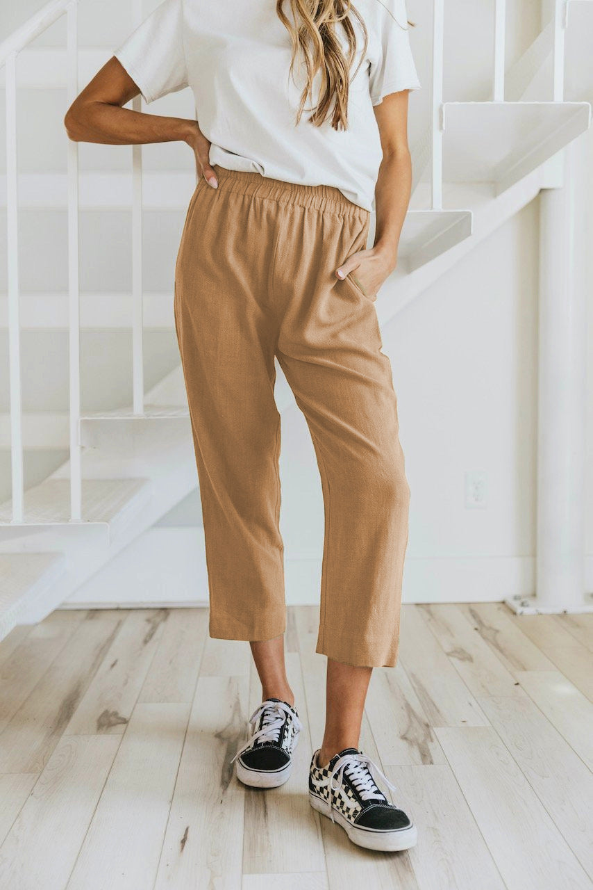 Marcella Cropped Linen Pant