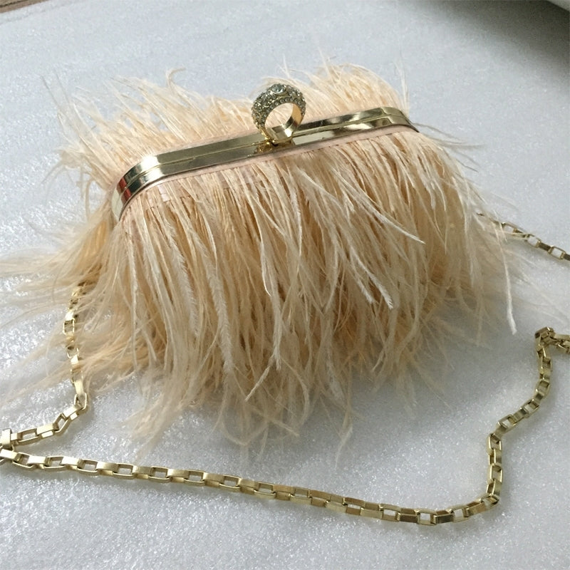 Sibilla Ostrich-Feather Frame Clutch