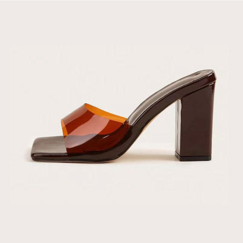Ofelia Patent Block-Heel Square-Toe Mules