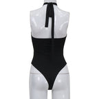 Carmen Velvet Bow Halter Backless Bodysuit