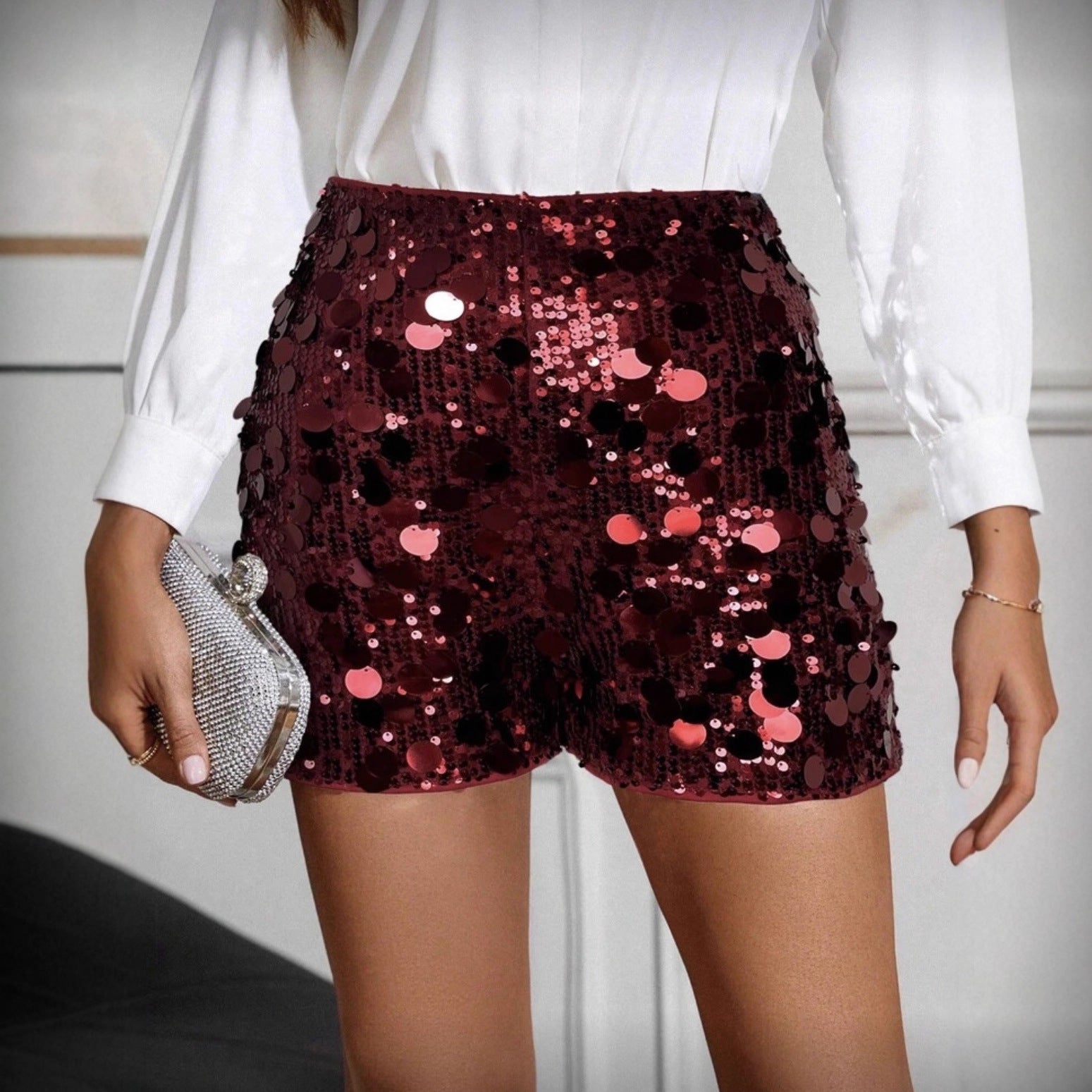 Donella Sequin Paillette Party Shorts