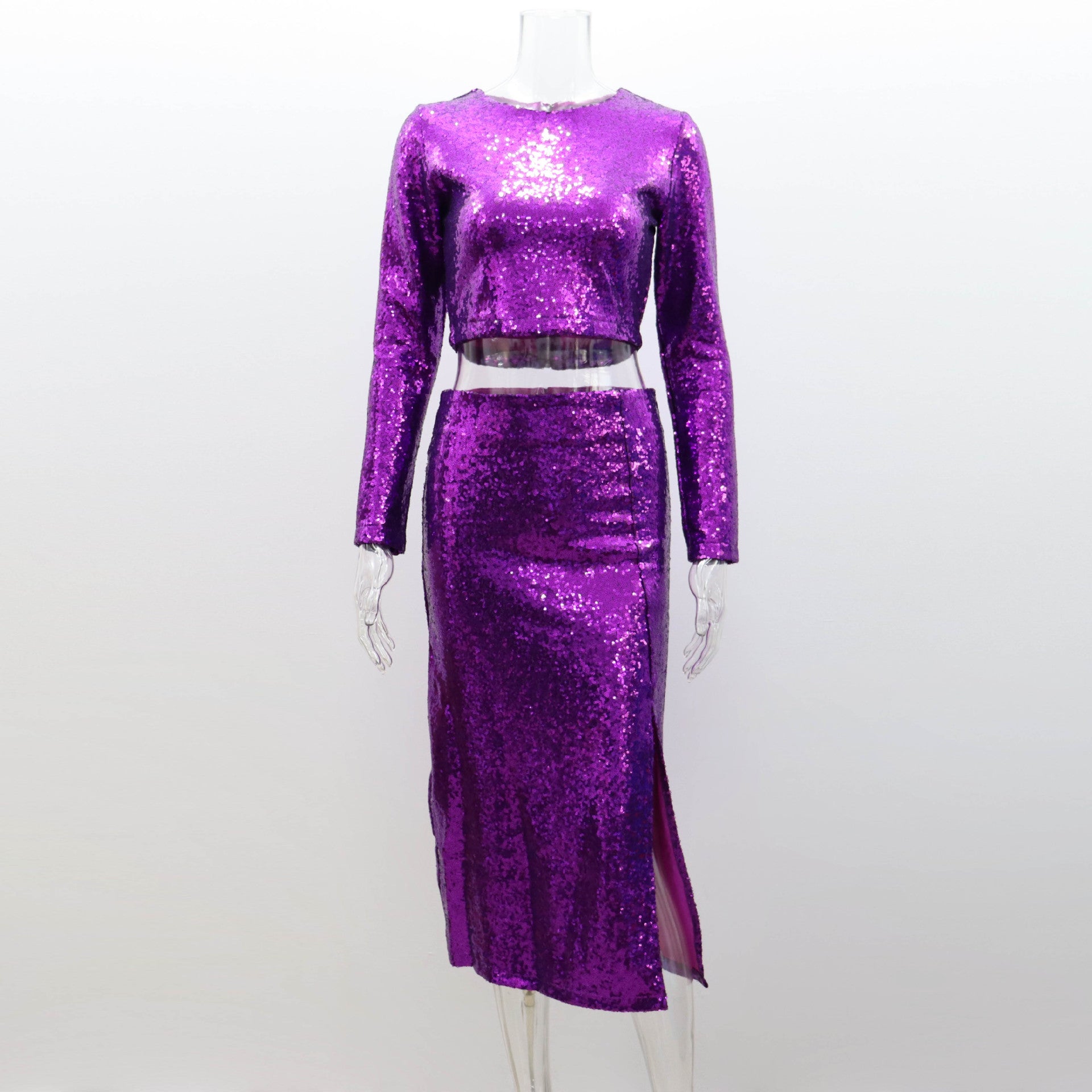 Gisella Sequin Crop Top & Split Skirt Two-Piece Set