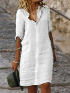 Savina Cotton-Linen Shirt Dress