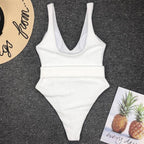 Delia Ring-Belt Plunge One-Piece Swimsuit
