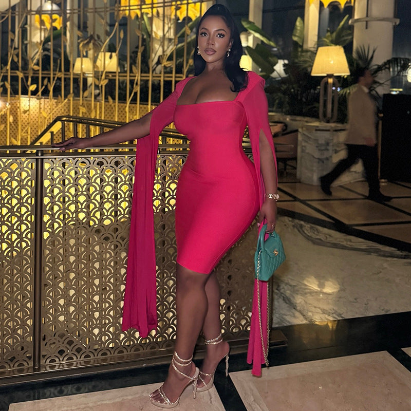 Rossana Cape Sleeve Bodycon Dress