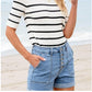 Sienna High-Waist Cuffed Denim Shorts