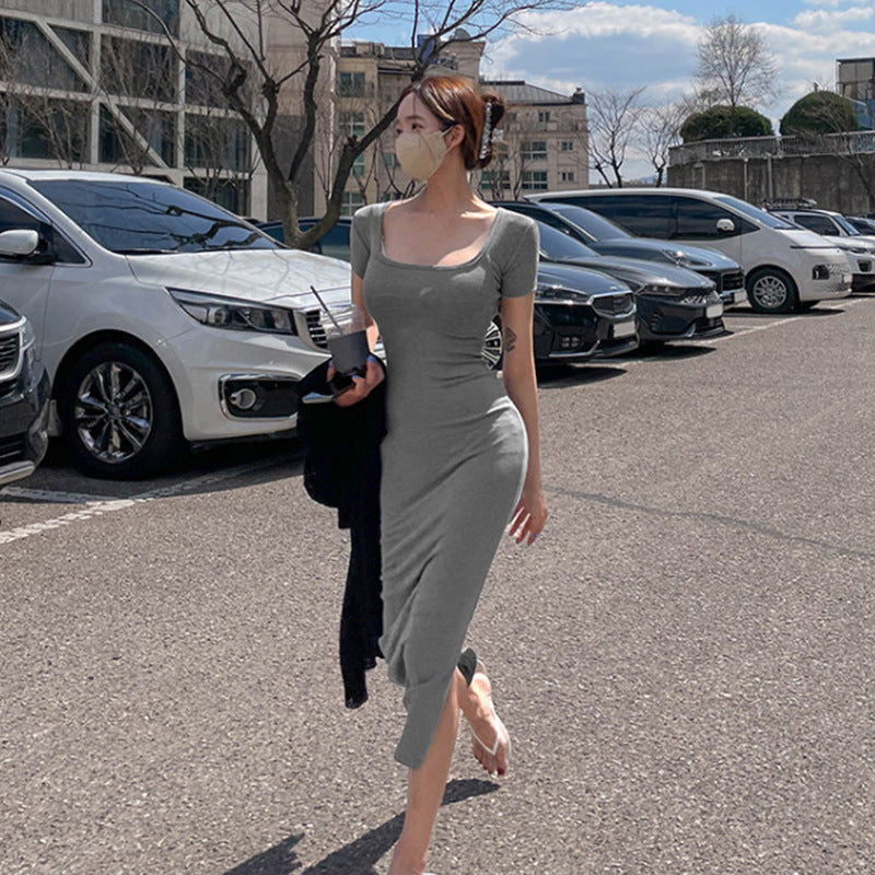 Carla Square-Neck Ribbed Midi Dress