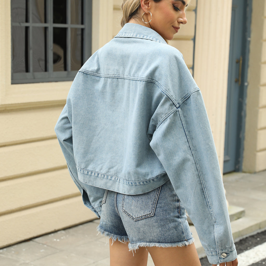 Pellegrina Cropped Studded Denim Jacket
