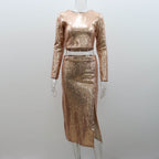 Gisella Sequin Crop Top & Split Skirt Two-Piece Set