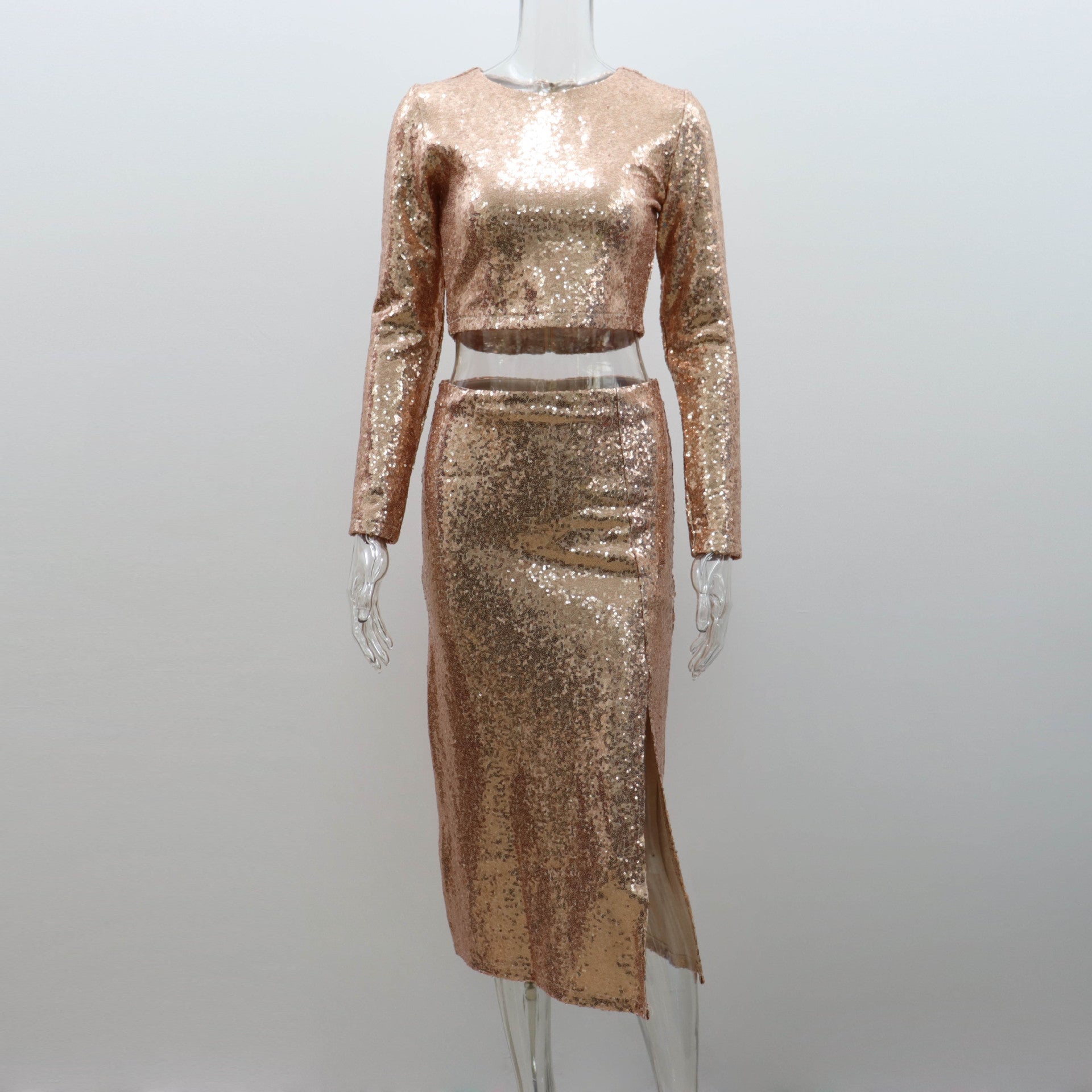 Gisella Sequin Crop Top & Split Skirt Two-Piece Set