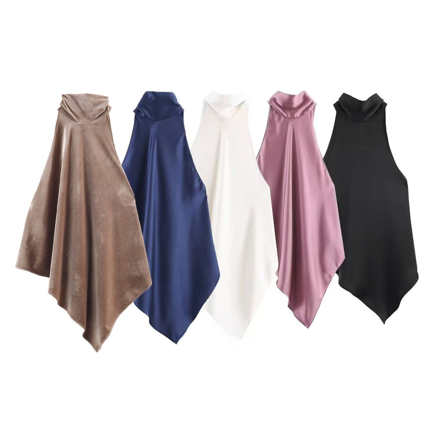 Mirtilla Satin Cowl Halter-Neck Top