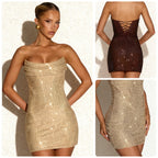 Ondella Sequin Strapless Bandeau Bodycon Mini Dress