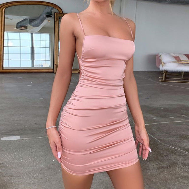 Rubina Satin Ruched Mini Dress