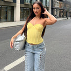 Calla Sheer Mesh Ruffle Corset Bustier Top