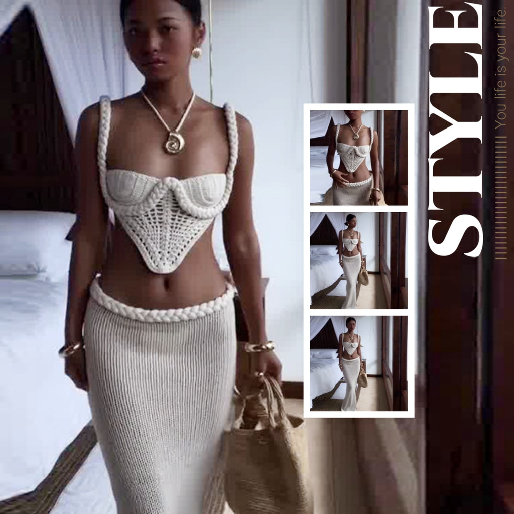 Capria Crochet Bustier Co-Ord Set