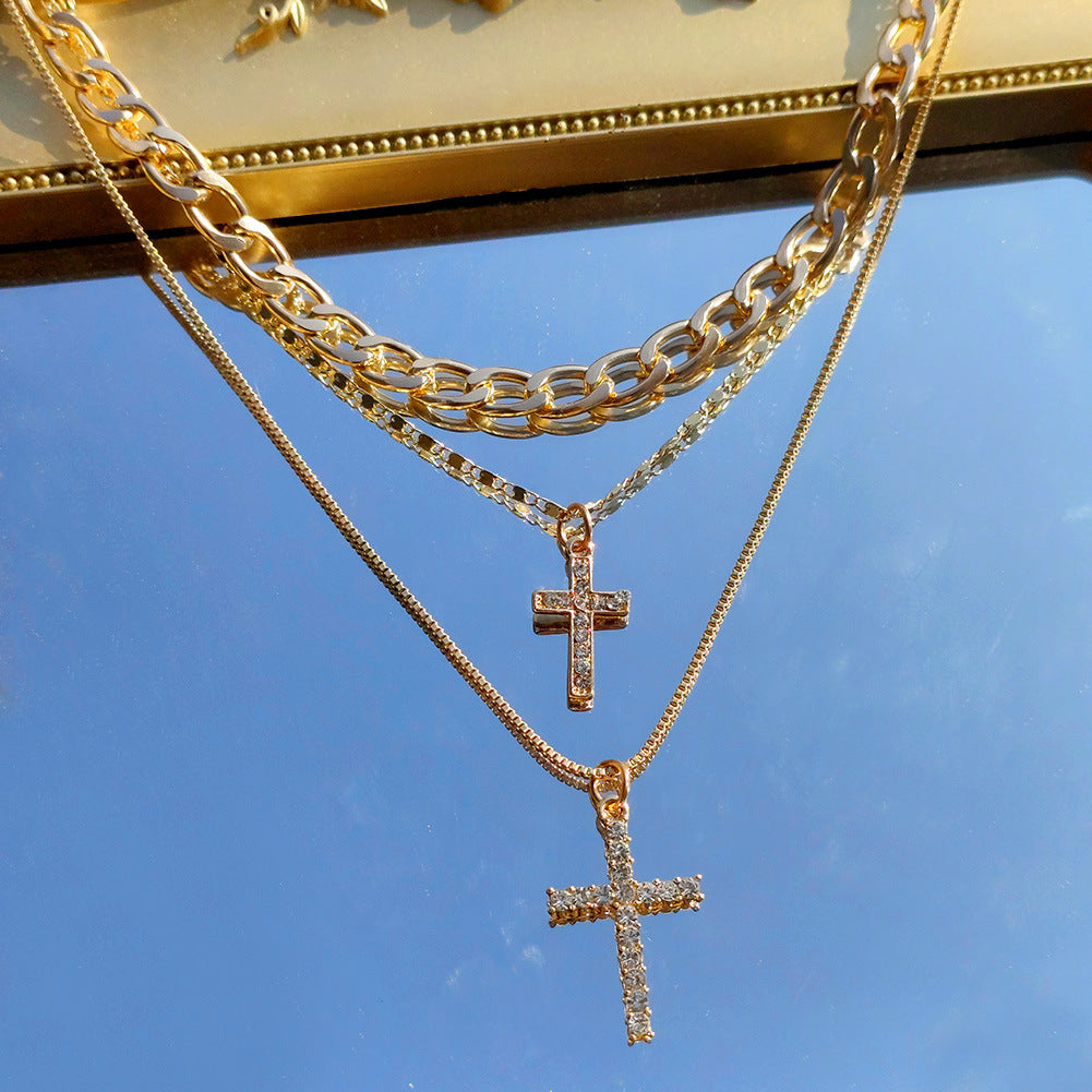 Celeste Layered Cross Necklace